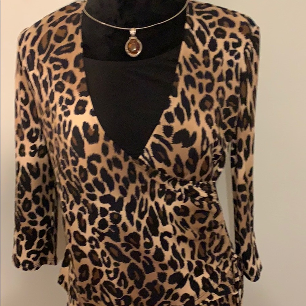 2pc leopard print dress 5% spandex95%Polyester